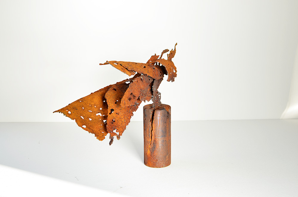 modern art, rusted steel sculpture